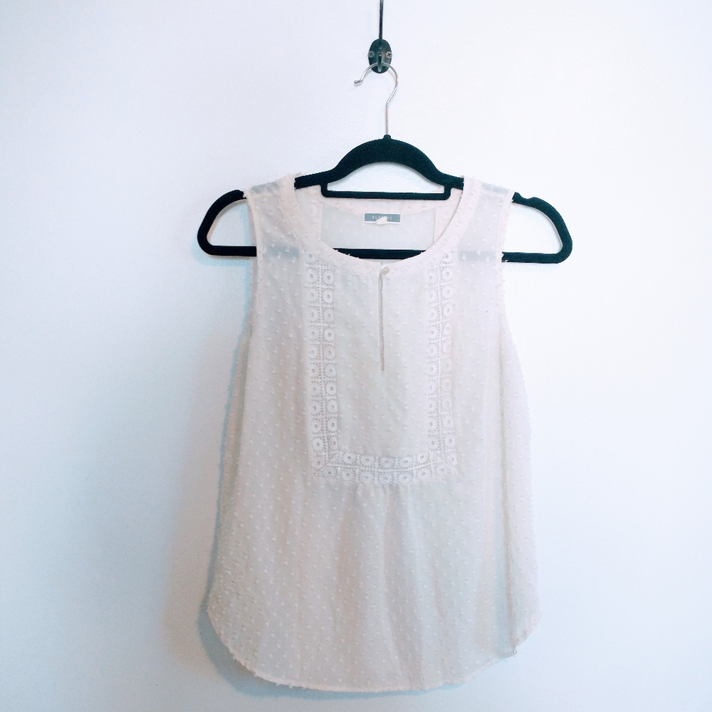 Cream textured tank blouse Pleione size small